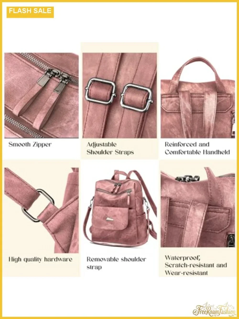 Small Leather Women Backpack Purse Anti-theft Convertible